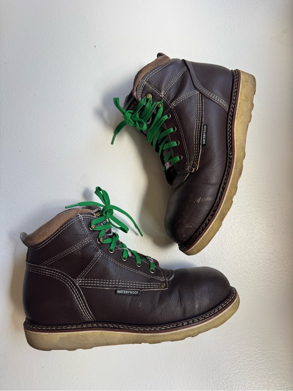 Carolina Sway work boots green laces steel toe size 8.5 D